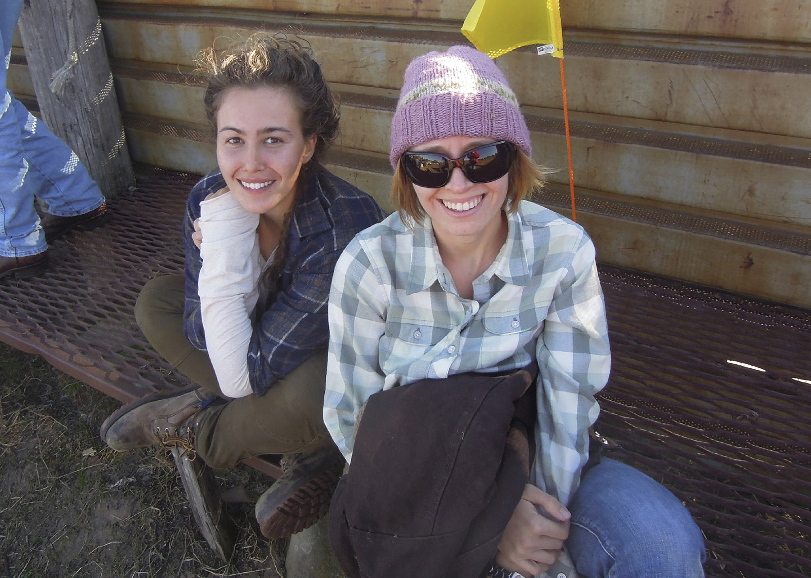 The Fellows take a break on the catwalks of the corral system.  (Eliza on the left, Anne on the right.)